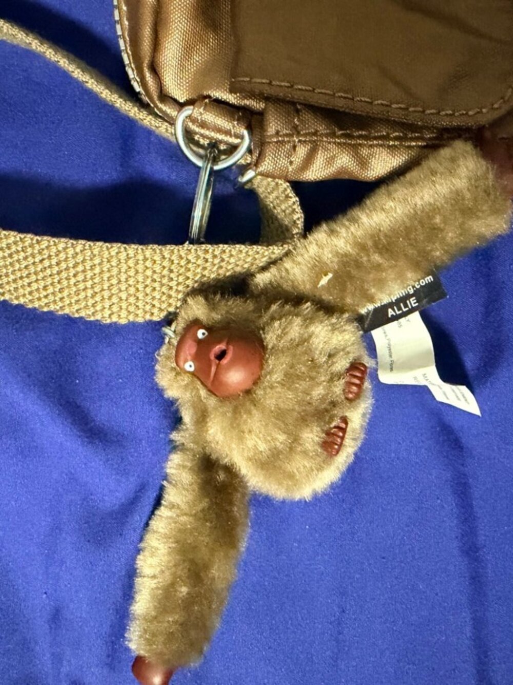 Kipling Mini Crossbody Bag – Metallic Bronze with Monkey Keychain